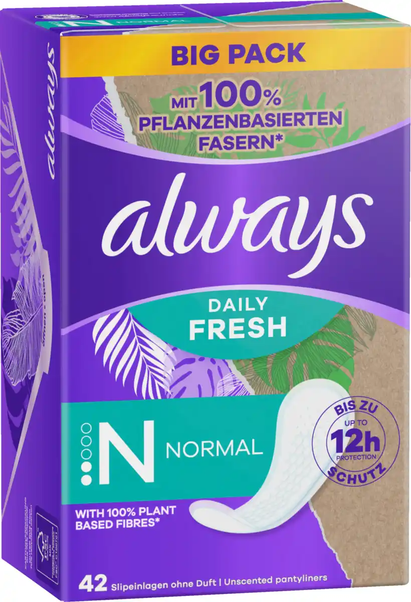 Bild 3 von Always Always Daily Fresh Slipeinlagen Pflanzenbasiert Normal BigPack 42ST