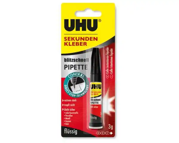 Bild 1 von UHU Sekundenkleber blitzschnell Pipette 3g