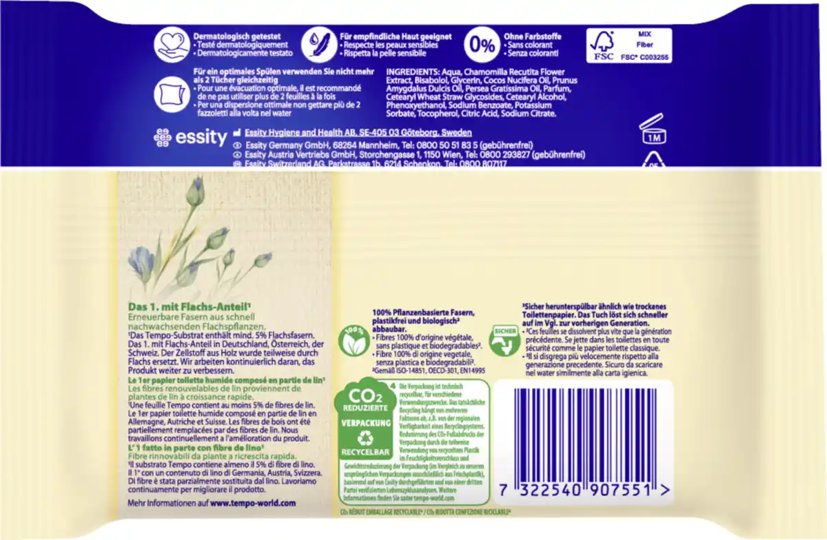 Bild 2 von Tempo Feuchte Toilettentücher Sanft & Pflegend Kamille