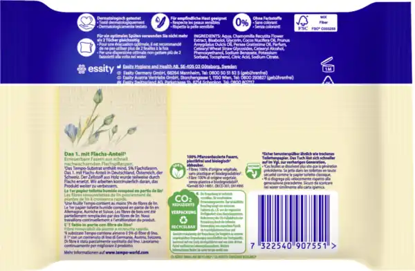 Bild 2 von Tempo Feuchte Toilettentücher Sanft & Pflegend Kamille