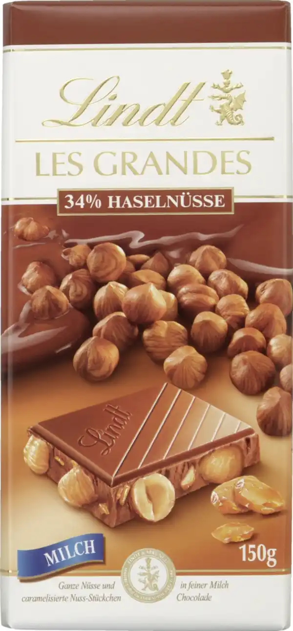 Bild 1 von Lindt Les Grandes Haselnuss Milch Schokolade, 150 g