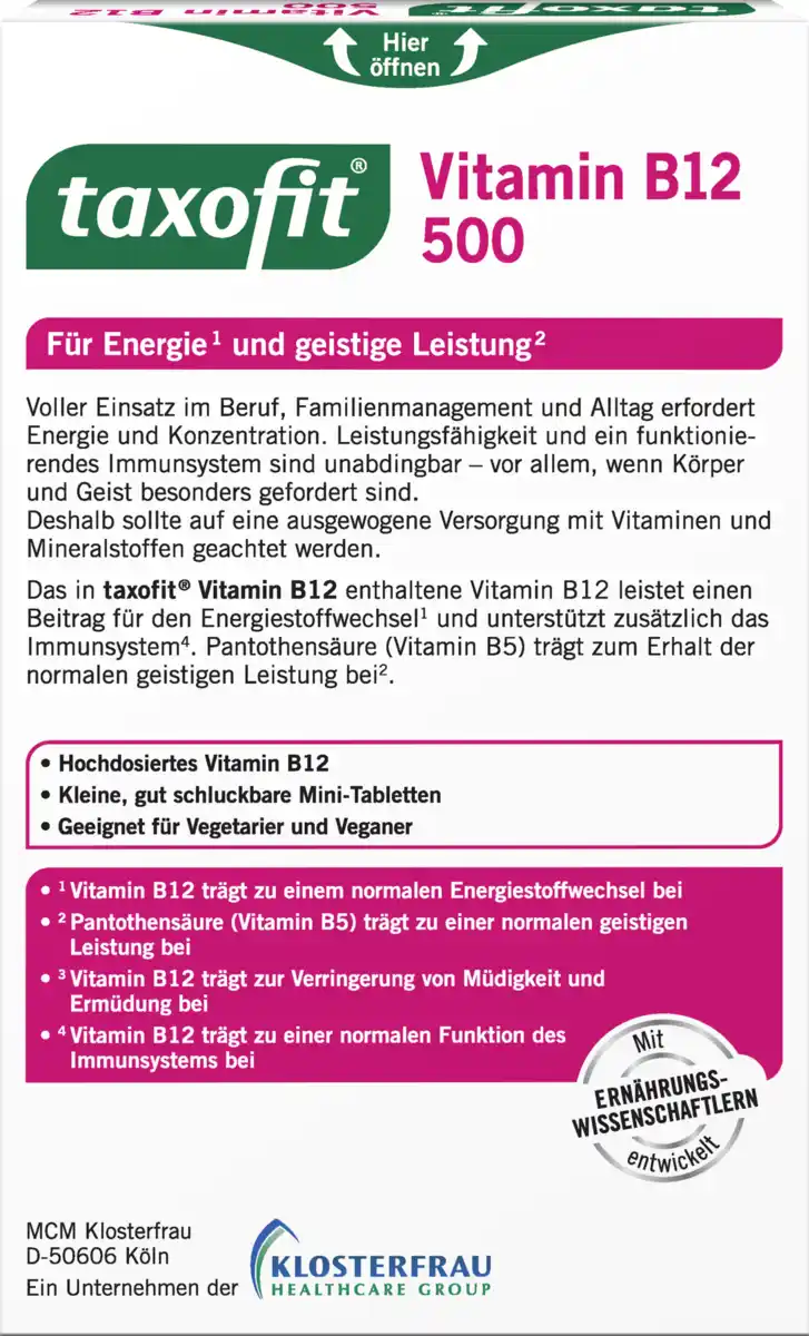 Bild 4 von taxofit Vitamin B12 500 Mini-Tabletten