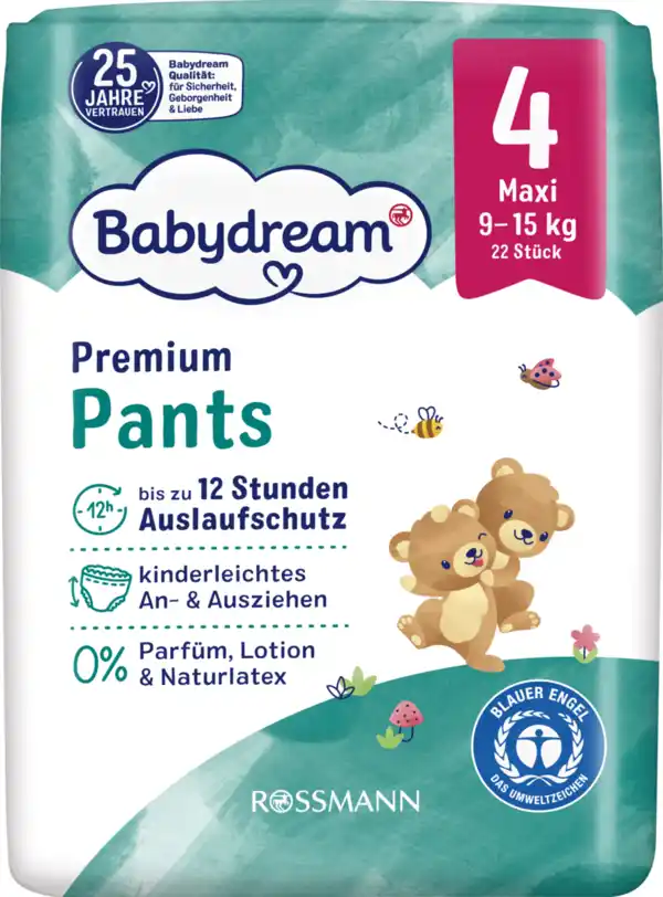 Bild 1 von Babydream Premium Pants Gr. 4 Maxi, 9-15 Kg, 22 Stück