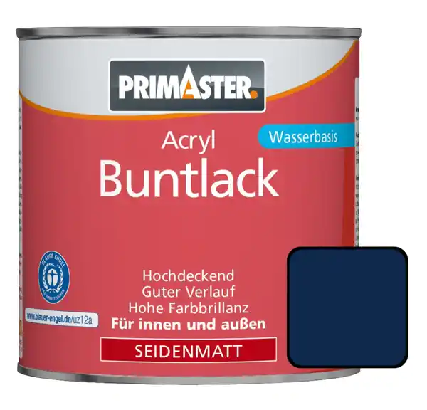 Bild 1 von Primaster Acryl Buntlack RAL 5010 750 ml enzianblau seidenmatt, 750 ml, enzienblau, seidenmatt