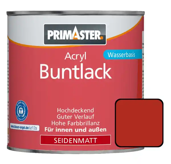 Bild 1 von Primaster Acryl Buntlack RAL 3000 375 ml feuerrot seidenmatt