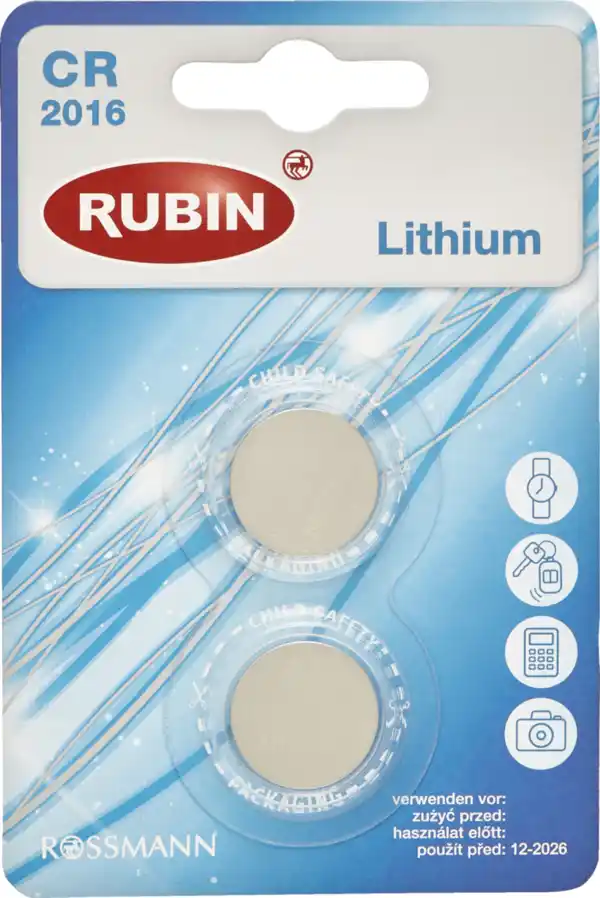 Bild 1 von RUBIN CR2016 Lithium Knopfzelle