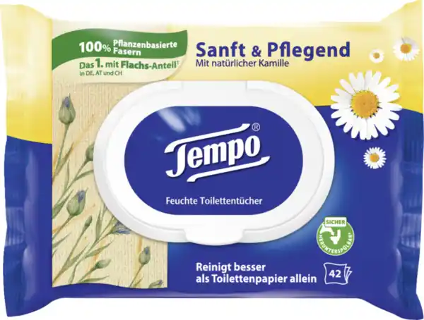 Bild 1 von Tempo Feuchte Toilettentücher Sanft & Pflegend Kamille