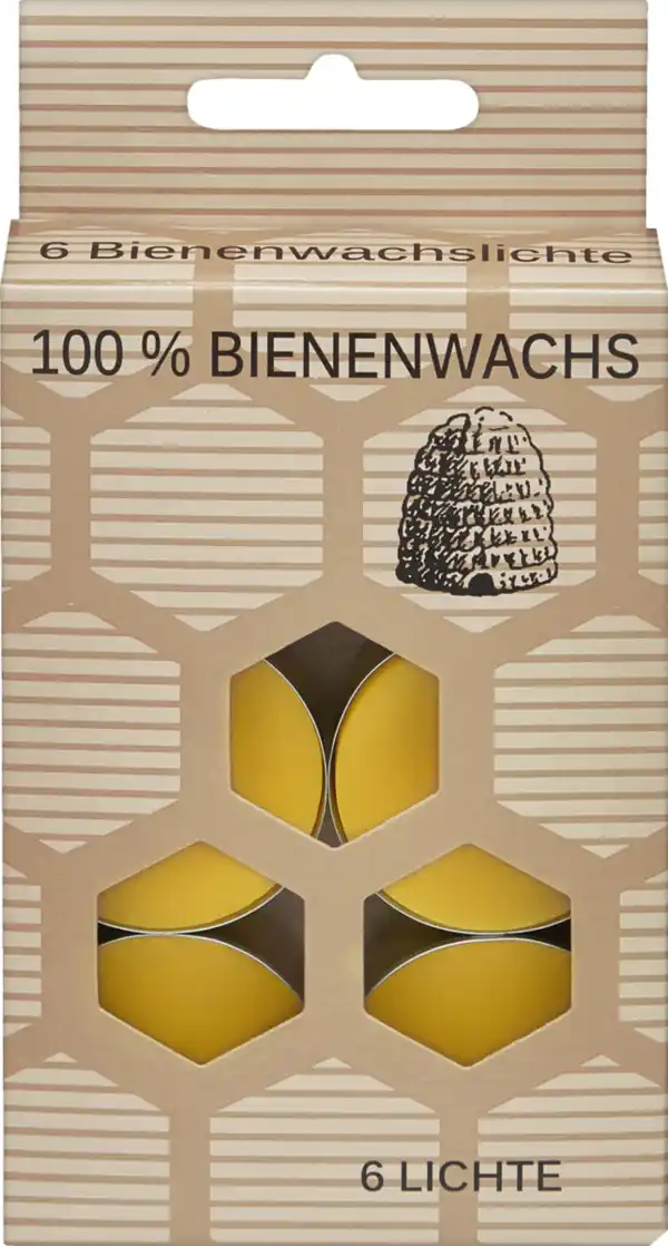 Bild 1 von RUBIN LICHT 6ER-PACK BIENENWACHS TEELICHTE