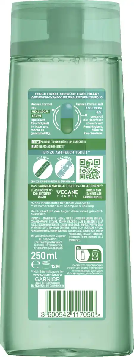 Bild 2 von Garnier Fructis Shampoo Aloe Hydra Bomb 72H Feuchtigkeitsspendend Normales Haar, 250 ml