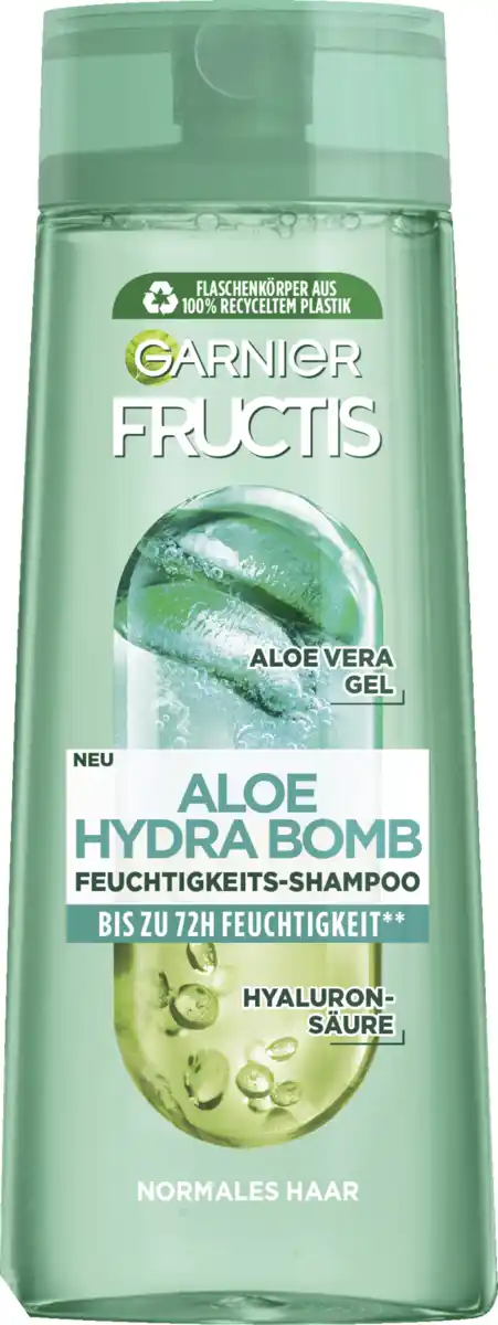 Bild 1 von Garnier Fructis Shampoo Aloe Hydra Bomb 72H Feuchtigkeitsspendend Normales Haar, 250 ml