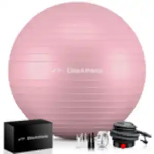 EliteAthlete® Gymnastikball Sitzball Büro ergonomisch mit Anti Burst System - Fitness Yoga Pilates Schwangerschaft - Schwangerschaftsball Fitnessball Yogaball - Yoga Ball inkl. Luftpumpe - Peach 85