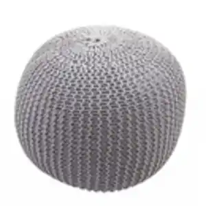 Pouf MCW-E16, Strickhocker Sitzhocker Strickpouf, Strickoptik 40x50cm ~ grau