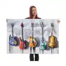 Bild 1 von Wandbild Gitarren, 100% handgemaltes Ölgemälde 3D-Bild Gemälde XL, 120x80cm