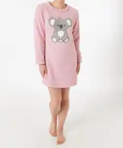 Fleece-Bigshirt Koala, Janina, Rundhalsausschnitt, altrosa