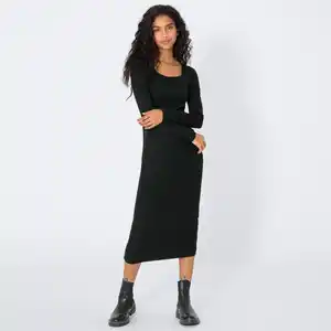 Damen-Kleid mit Karree-Ausschnitt, Black