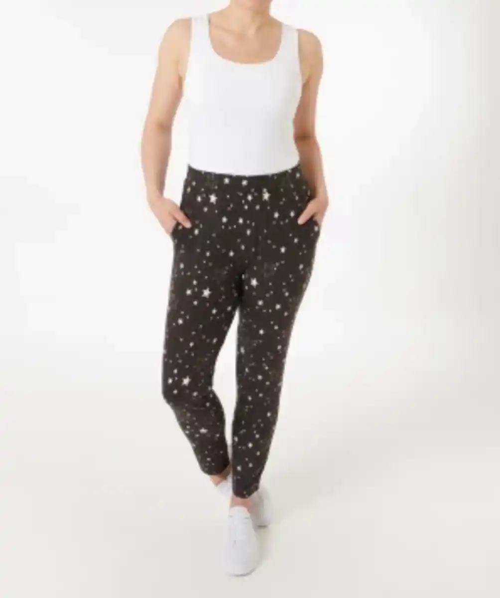 Bild 1 von Flauschhose Sterne, Janina, elastischer Bund, schwarz/weiß