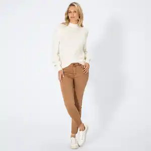 Damen 5-Pocket-Stoffhose, NKD-Paris, Light-brown