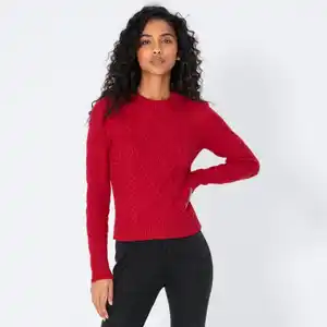 Damen-Pullover mit Zopfmuster, Red