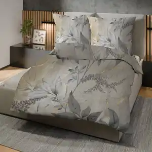 Mikrofaser-Bettwäsche mit Blumen-Design, Gray