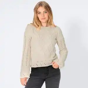 Damen-Strickpullover aus Feinchenille, Beige