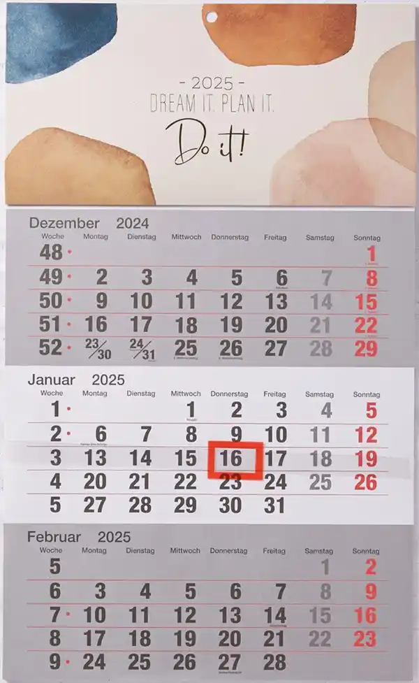 Bild 1 von 3-Monats Kalender