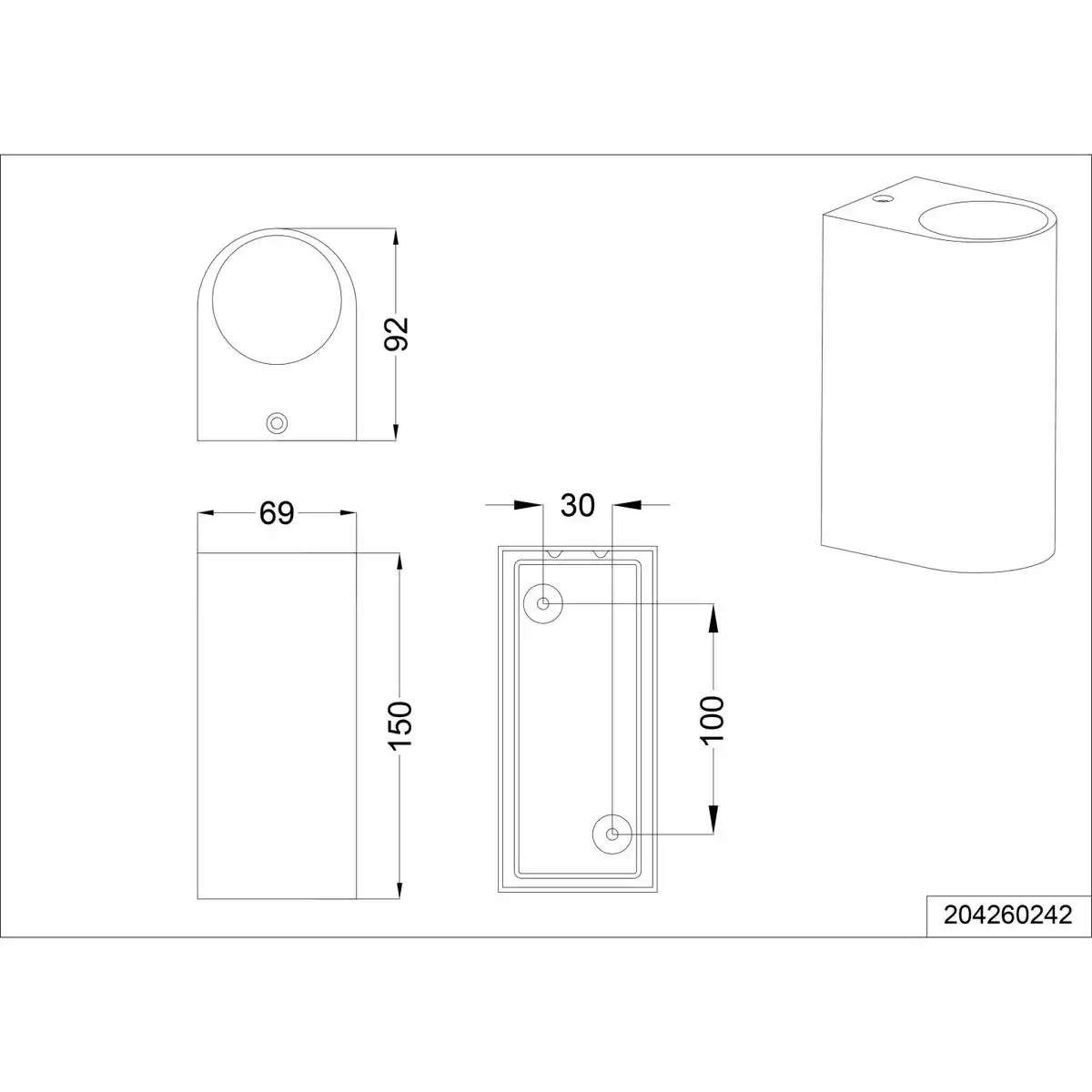 Bild 2 von Trio Außenwandleuchte Roya rund Anthrazit