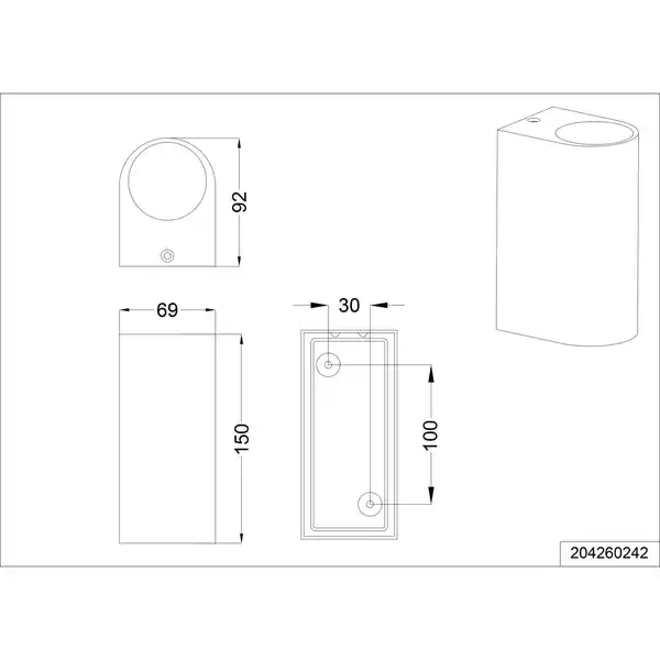 Bild 2 von Trio Außenwandleuchte Roya rund Anthrazit