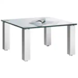 Xxxl Couchtisch, Silber, Metall, Glas, quadratisch, eckig, 80x44x80 cm, Wohnzimmer, Wohnzimmertische, Couchtische, Glas-Couchtische