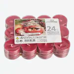 Villa Verde Teelichter mit Bratapfel-Duft, 24er-Pack, Dark-red