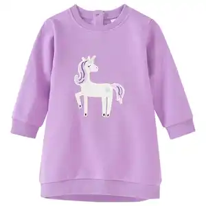 Baby Sweatkleid mit Einhorn-Applikation HELLLILA