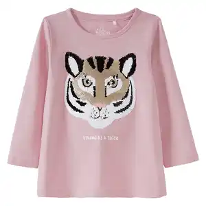 Mädchen Langarmshirt mit Wendepailletten ROSA