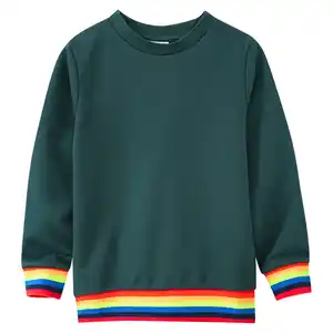 Kinder Sweatshirt mit bunten Akzenten DUNKELGRÜN