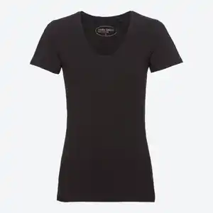 Damen-T-Shirt mit V-Ausschnitt, Black