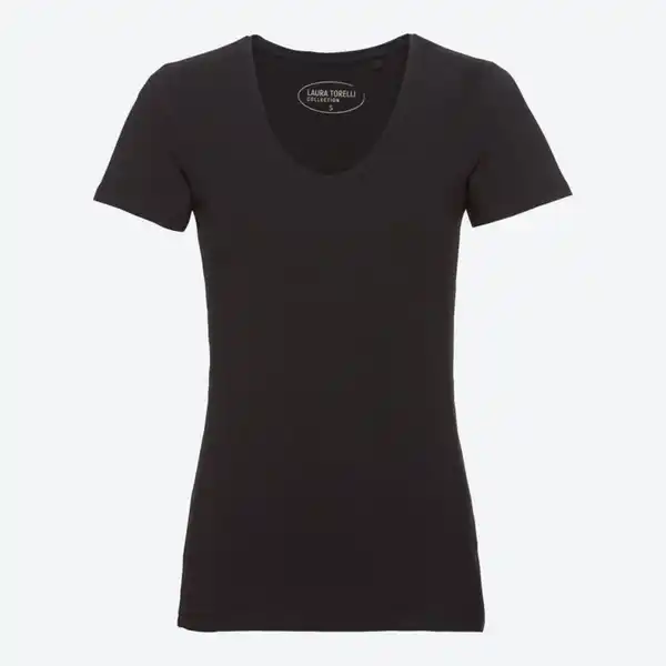 Bild 1 von Damen-T-Shirt mit V-Ausschnitt, Black