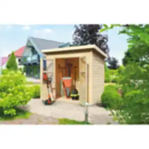 Karibu Holz-Gartenhaus Neuenburg Natur Pultdach Unbehandelt 208 cm x 150 cm