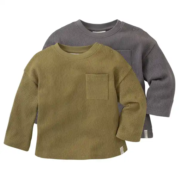 Bild 1 von 2 Baby Langarmshirts aus Waffel-Piqué DUNKELGRAU / OLIV