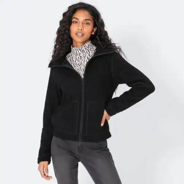 Bild 1 von Damen-Teddyfleecejacke mit Stehkragen, Black