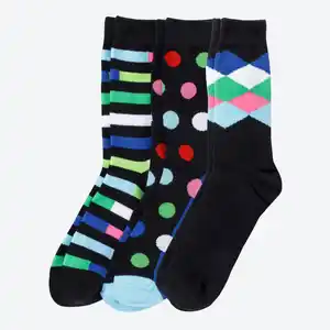 Unisex-Socken in buntem Design, 3er-Pack, Black