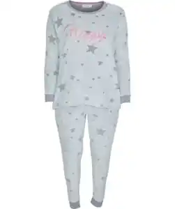 Pyjama mit Rippbündchen, 2-tlg. Set, grau