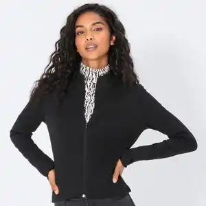 Damen-Jerseyjacke mit Overlock-Nähten, Black