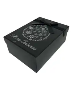 Geschenkbox Weihnachten, 342 g, verschiedene Designs, ca. 22 x 16 x 9 cm, schwarz