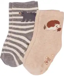 Frotteesocken mit ABS, 2er-Pack, Ergee, verschiedene Designs, grau