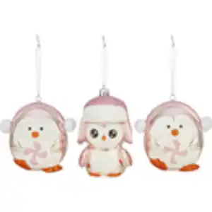 Baumschmuck-Set Pinguine 3-teilig Rosa