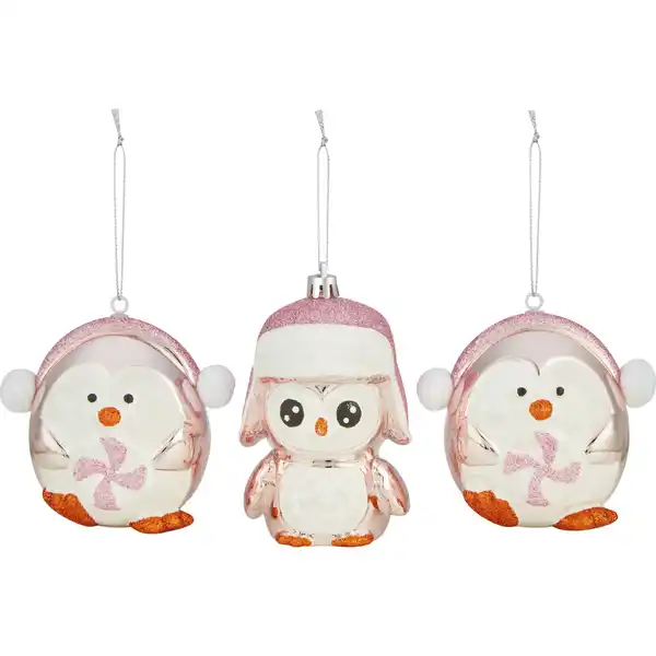 Bild 1 von Baumschmuck-Set Pinguine 3-teilig Rosa