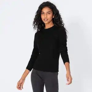 Damen-Pullover mit Zopfmuster, Black