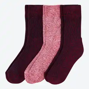 Unisex-Norwegersocken mit Frotteesohlen, 3er-Pack, Red