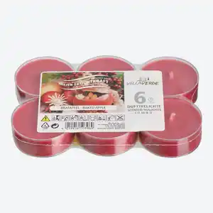 Villa Verde Jumbo-Teelichter mit Bratapfel-Duft, 6er-Pack, Dark-red