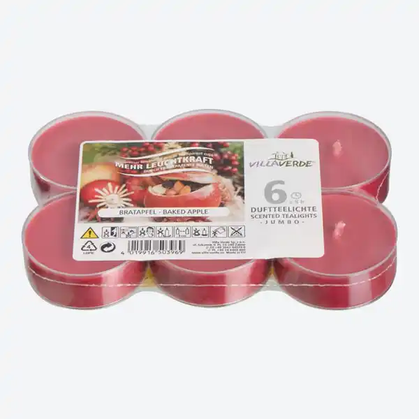 Bild 1 von Villa Verde Jumbo-Teelichter mit Bratapfel-Duft, 6er-Pack, Dark-red