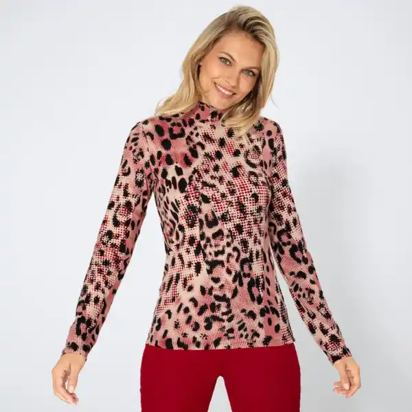 Bild 1 von Damen-Rollkragenpullover mit Leo-Musterung, Red