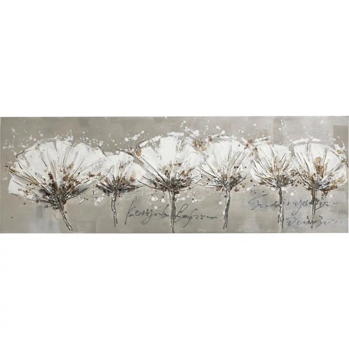 Bild 1 von Monee Ölgemälde, Weiß, Holz, Textil, Tanne, rechteckig, 150x50 cm, handgemalt, Bilder Und Zubehör, Wandbilder, Ölgemälde